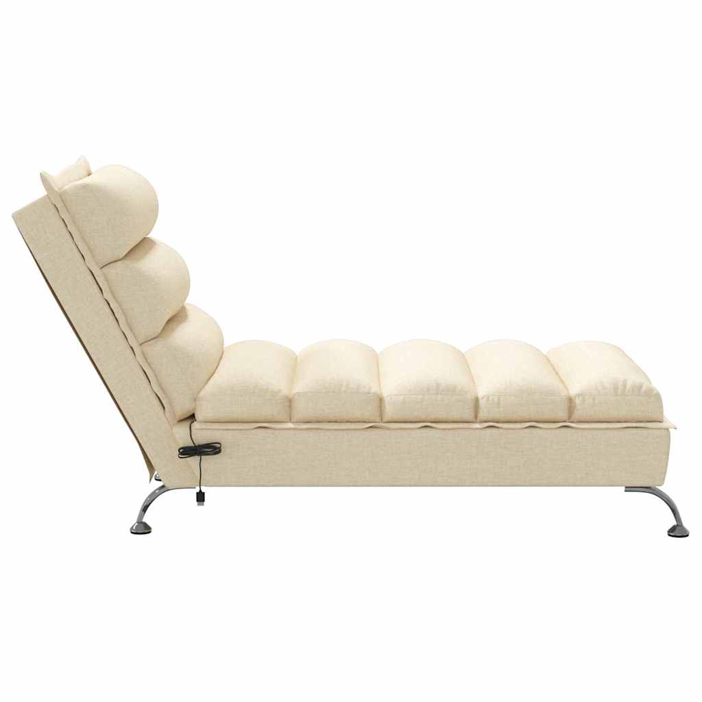 Chaise longue de massage avec coussins crème tissu - XIOS