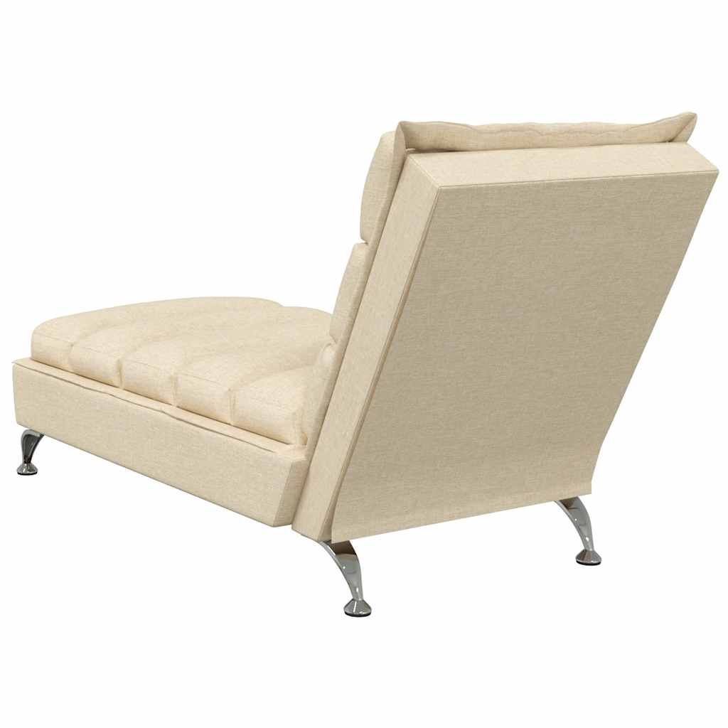 Chaise longue de massage avec coussins crème tissu - XIOS