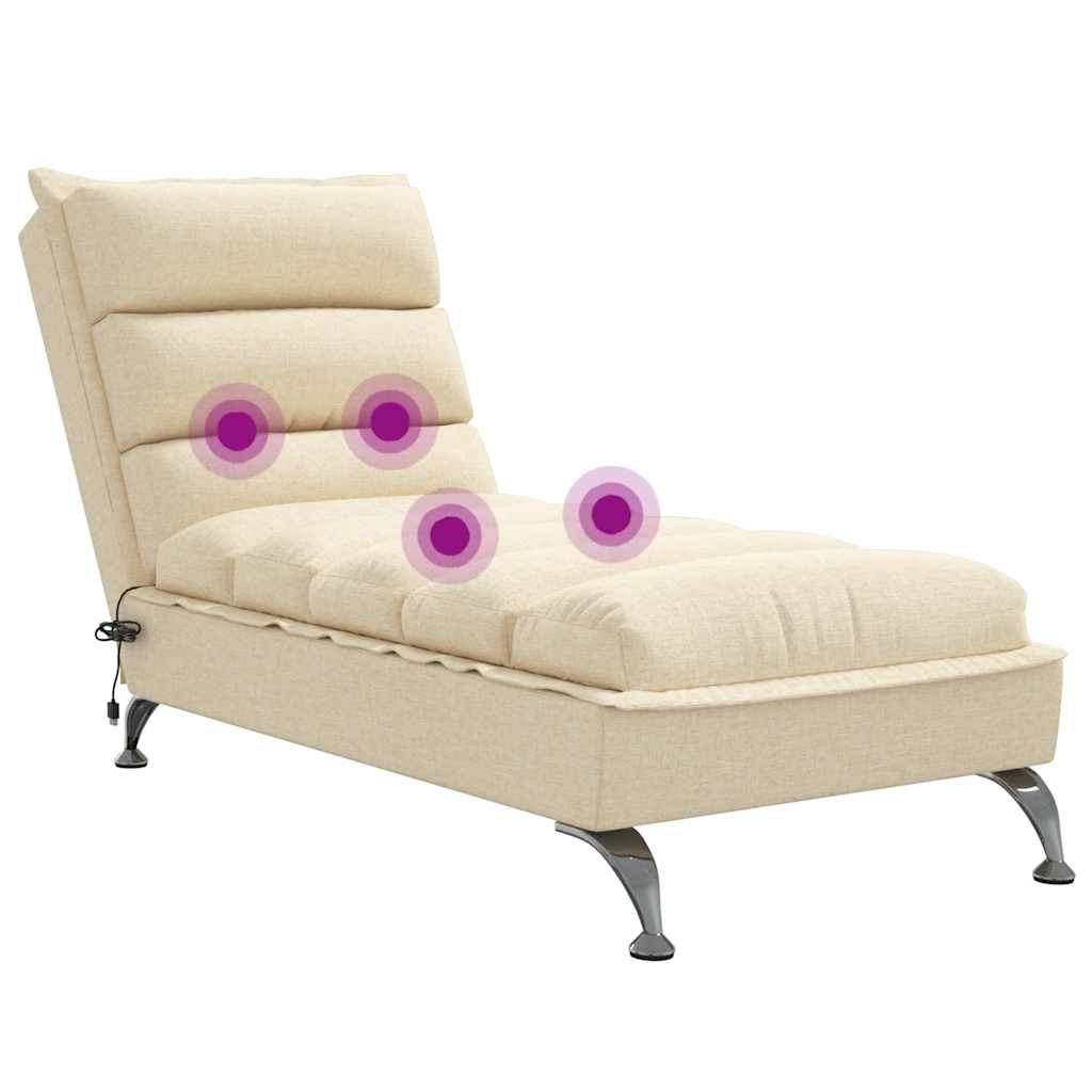 Chaise longue de massage avec coussins crème tissu - XIOS
