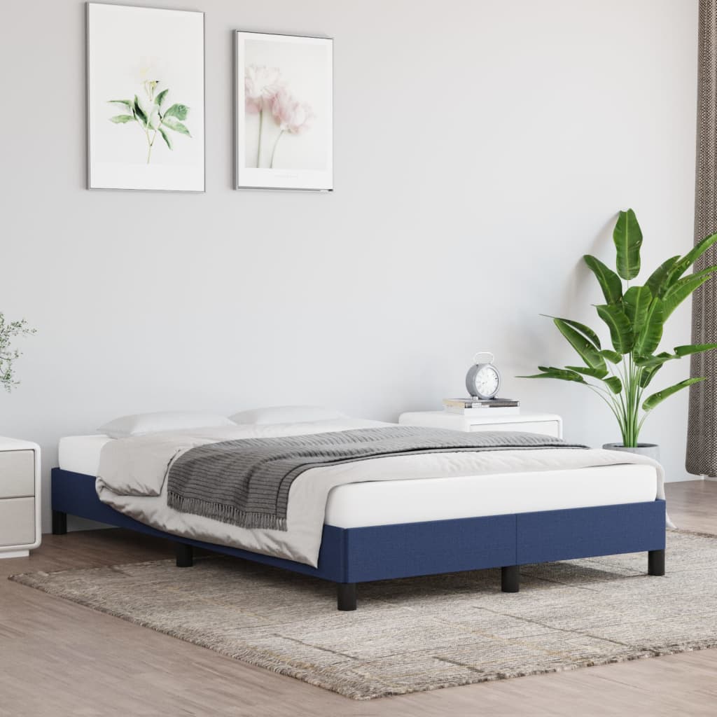 Cadre de lit sans matelas bleu 120x190 cm tissu - XIOS