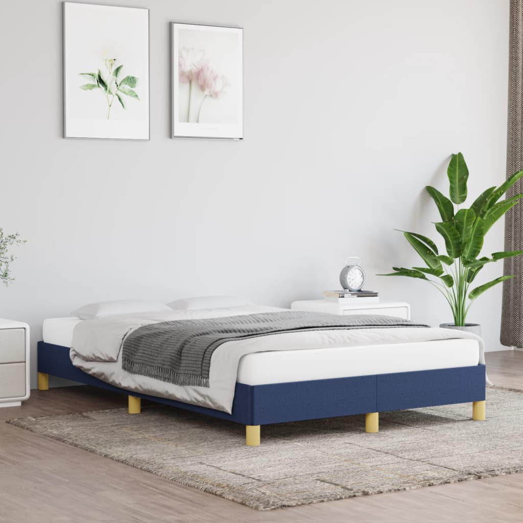 Cadre de lit sans matelas bleu 120x190 cm tissu - XIOS