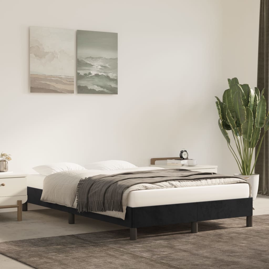 Cadre de lit sans matelas noir 120x190 cm velours - XIOS