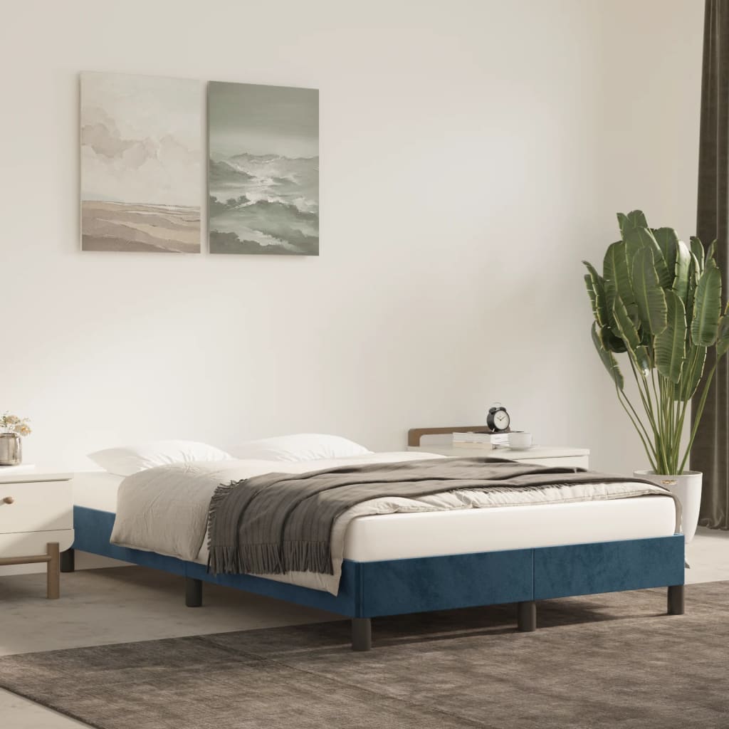 Cadre de lit sans matelas bleu foncé 120x190 cm velours - XIOS