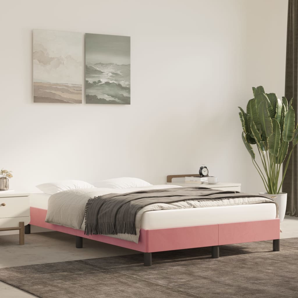 Cadre de lit sans matelas rose 120x190 cm velours - XIOS