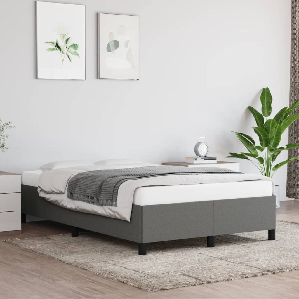 Cadre de lit sans matelas gris foncé 120x190 cm tissu - XIOS