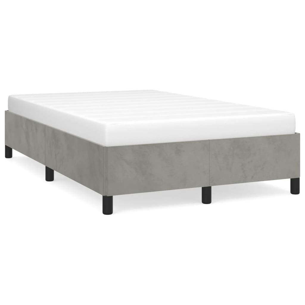 Cadre de lit sans matelas gris clair 120x190 cm velours - XIOS