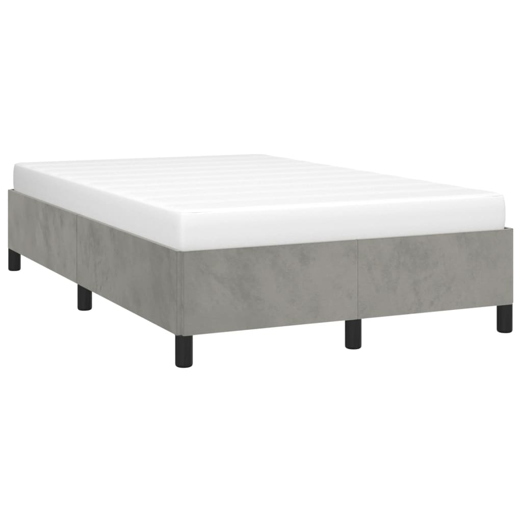 Cadre de lit sans matelas gris clair 120x190 cm velours - XIOS