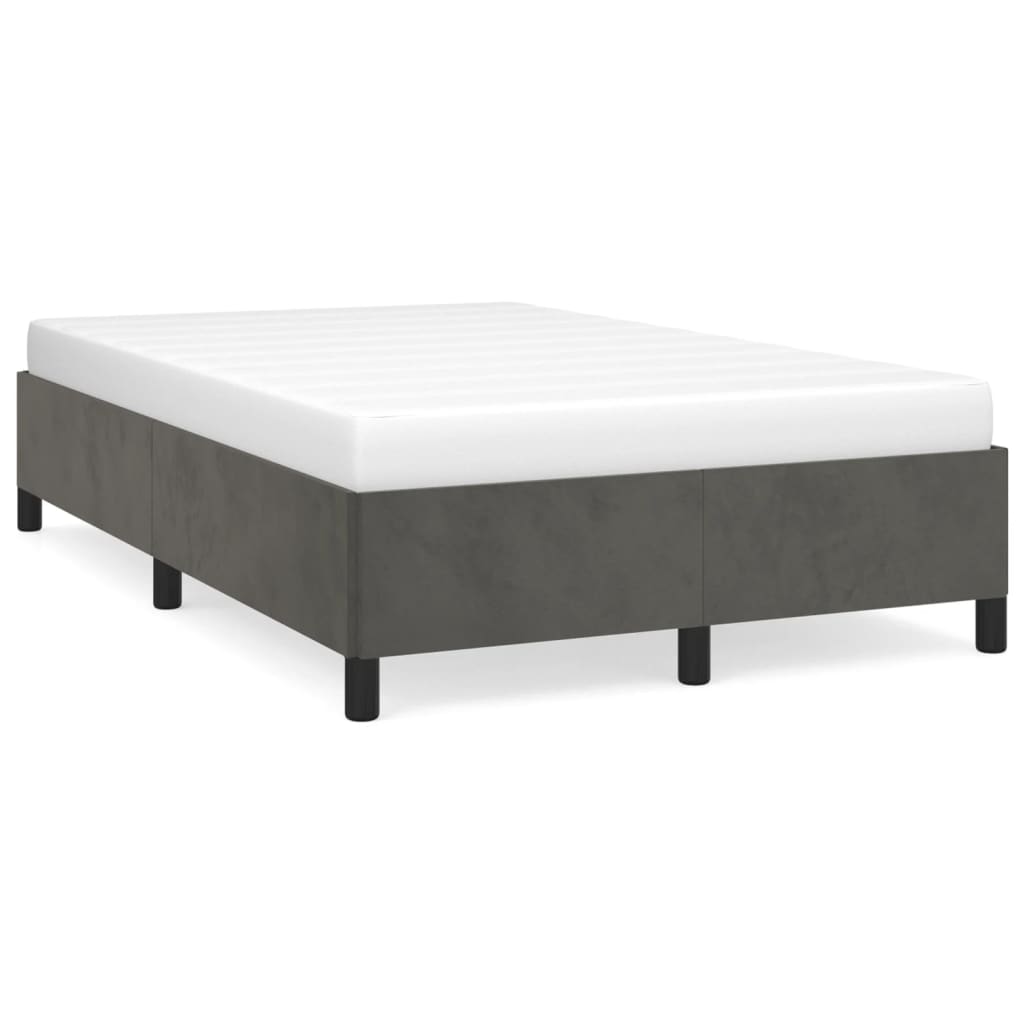 Cadre de lit sans matelas gris foncé 120x190 cm velours - XIOS