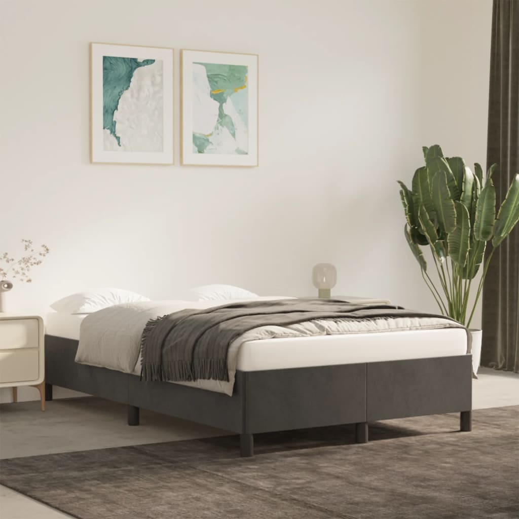 Cadre de lit sans matelas gris foncé 120x190 cm velours - XIOS