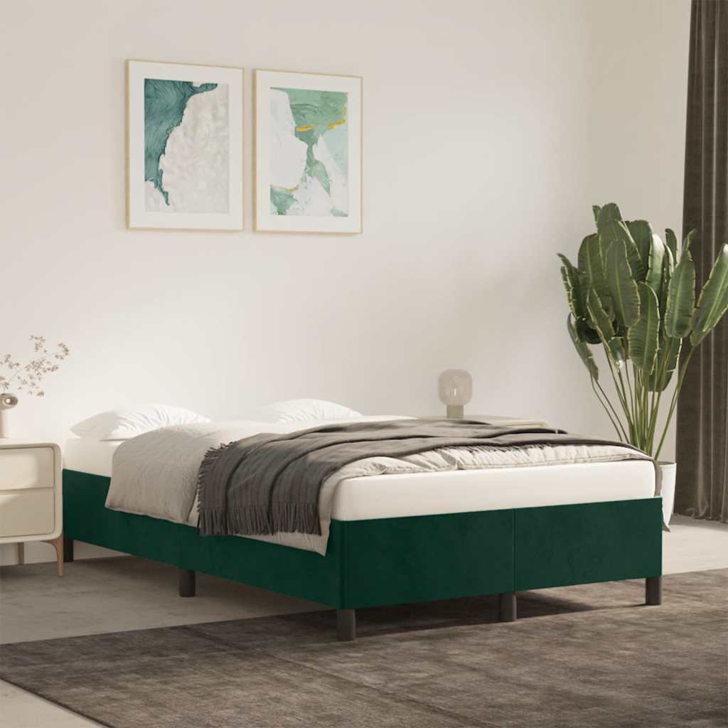 Cadre de lit sans matelas vert foncé 120x190 cm velours - XIOS