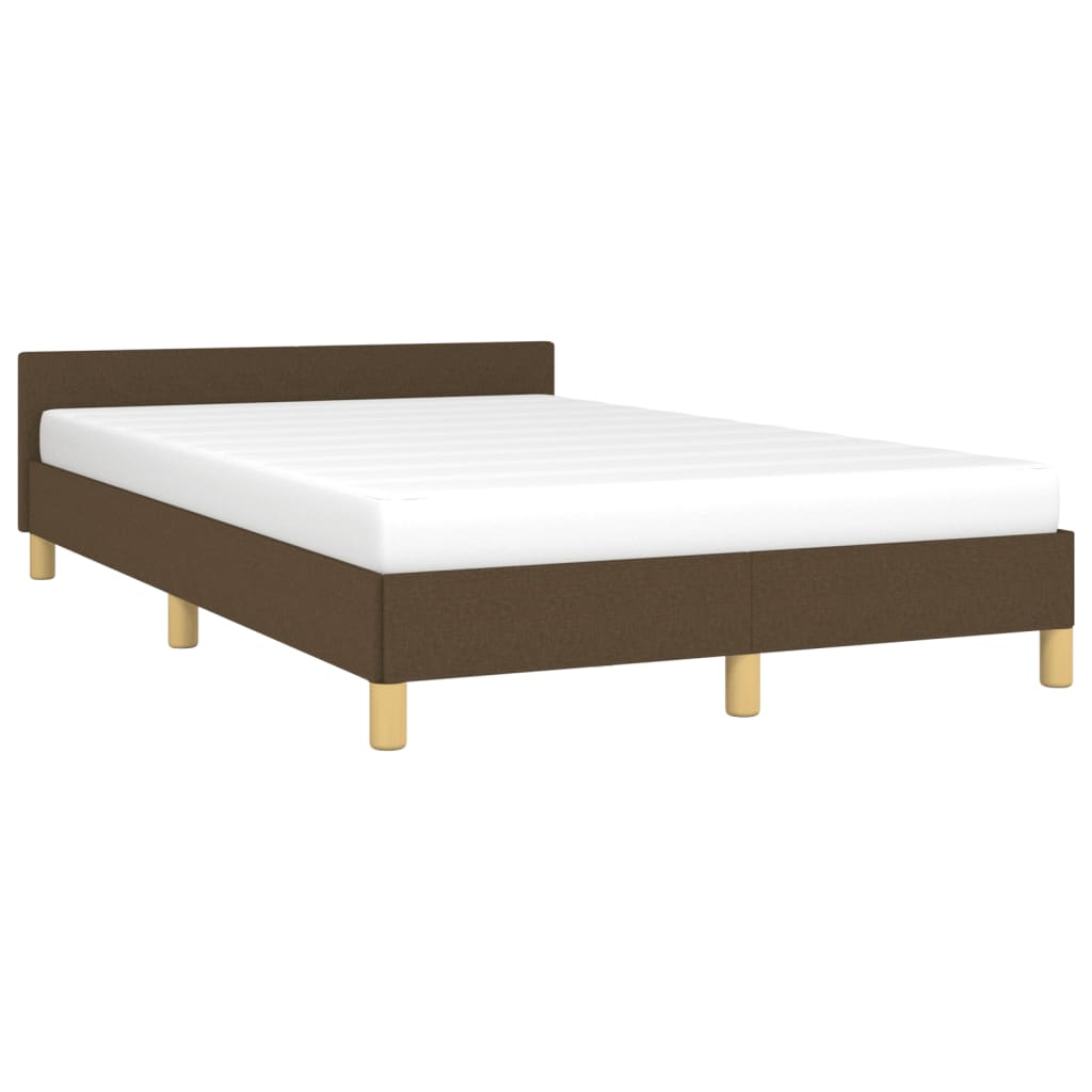 Cadre de lit sans matelas marron foncé 120x190 cm tissu - XIOS