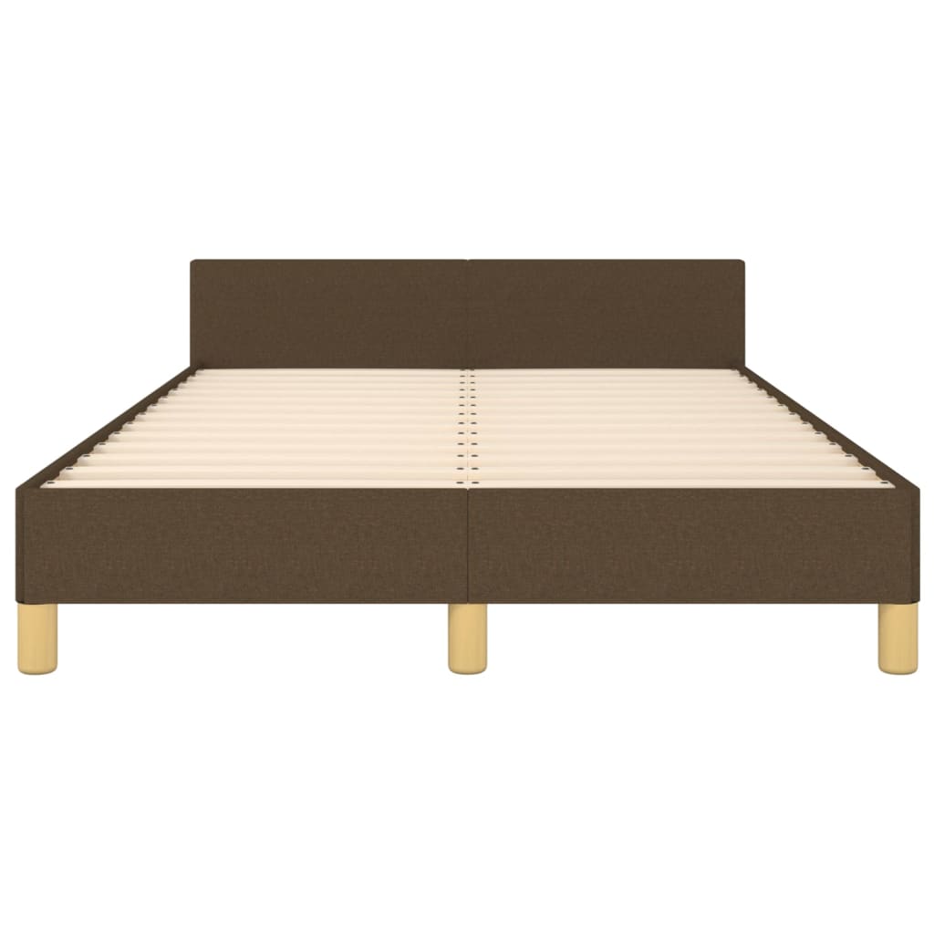Cadre de lit sans matelas marron foncé 120x190 cm tissu - XIOS