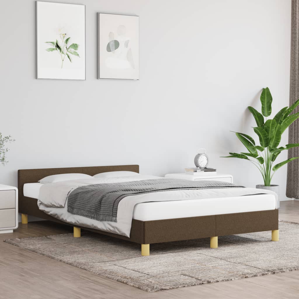 Cadre de lit sans matelas marron foncé 120x190 cm tissu - XIOS
