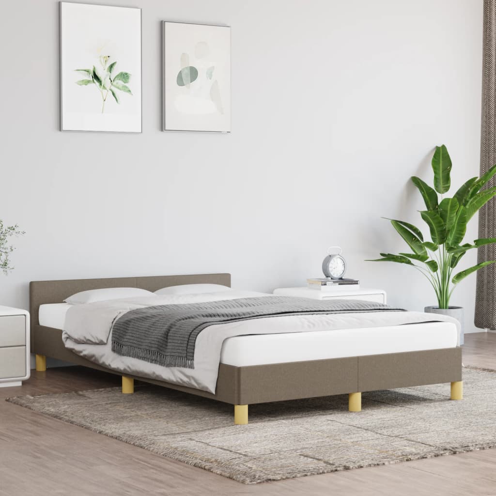 Cadre de lit sans matelas taupe 120x190 cm tissu - XIOS