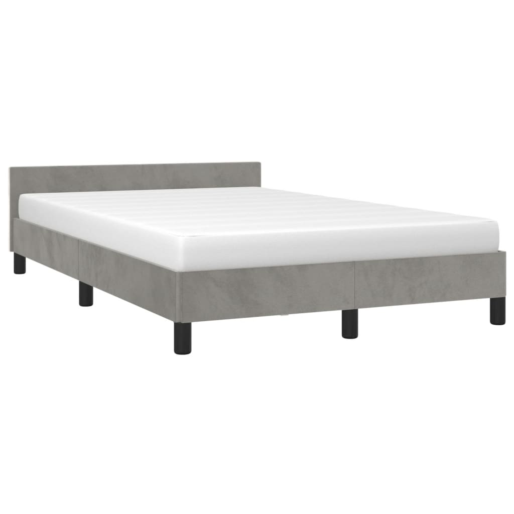 Cadre de lit sans matelas gris clair 120x190 cm velours - XIOS
