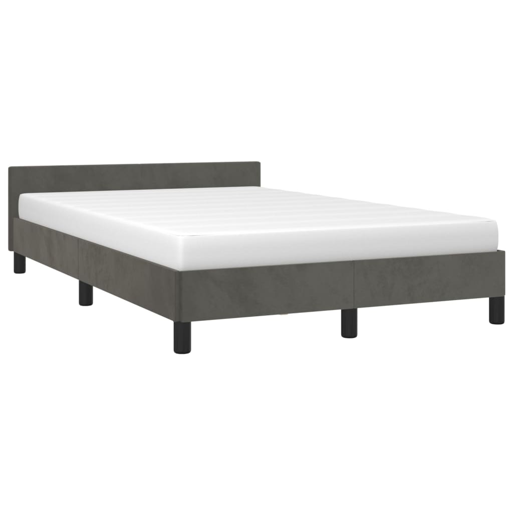 Cadre de lit sans matelas gris foncé 120x190 cm velours - XIOS