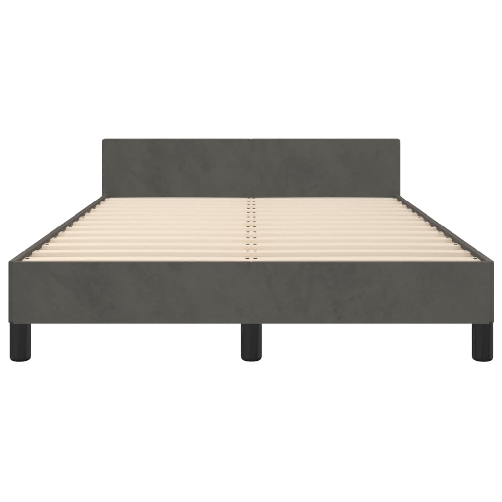 Cadre de lit sans matelas gris foncé 120x190 cm velours - XIOS