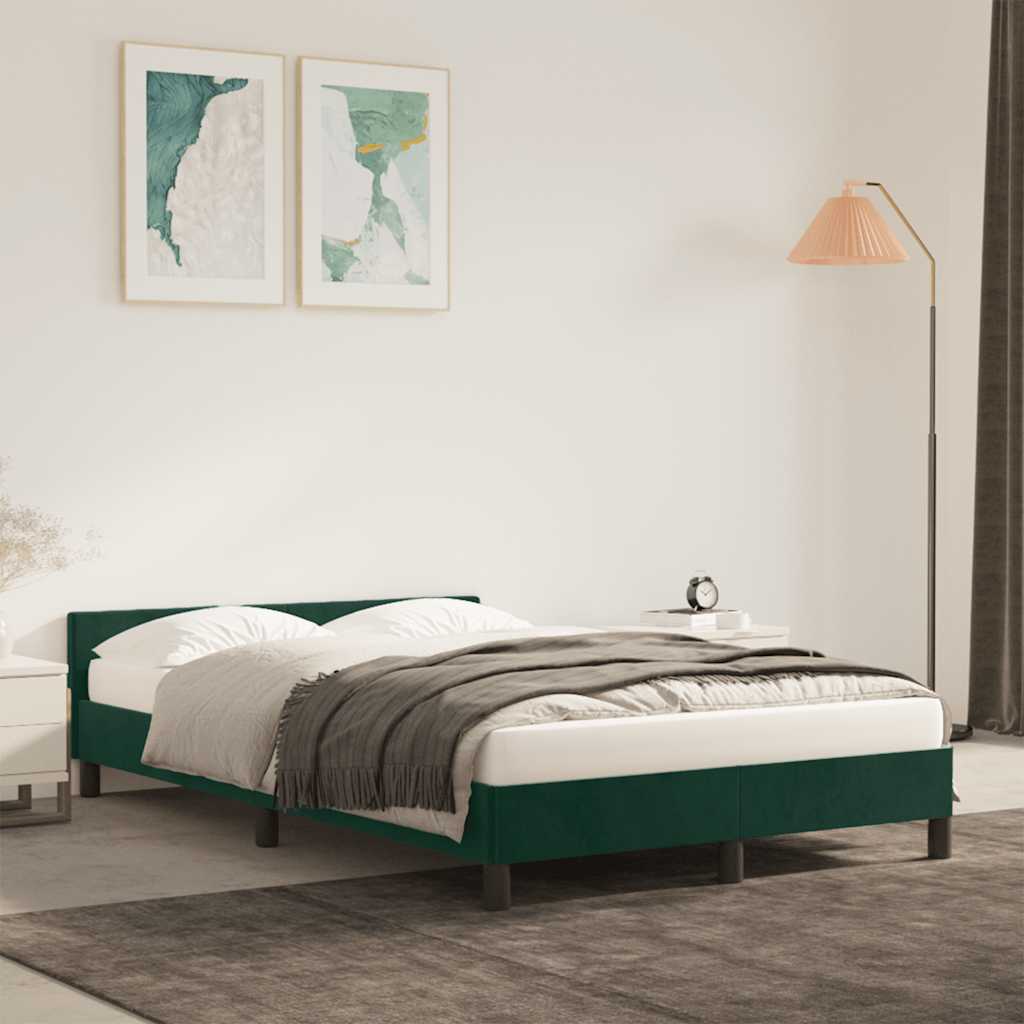 Cadre de lit sans matelas vert foncé 120x190 cm velours - XIOS