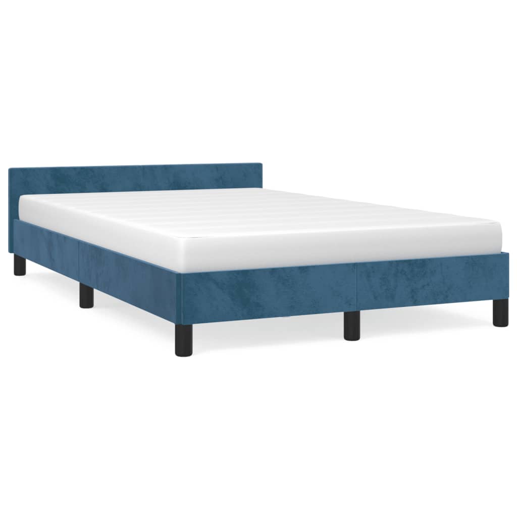 Cadre de lit sans matelas bleu foncé 120x190 cm velours - XIOS