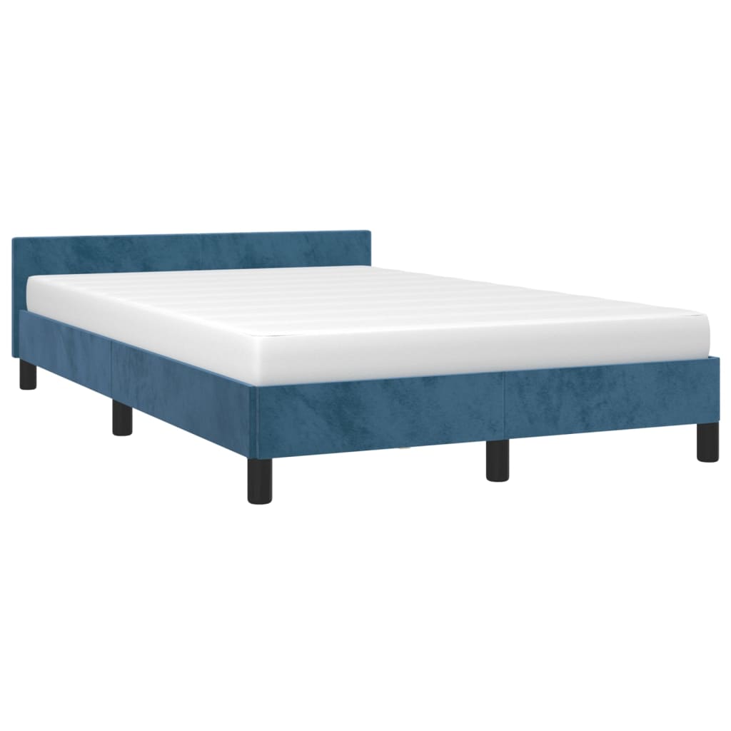 Cadre de lit sans matelas bleu foncé 120x190 cm velours - XIOS