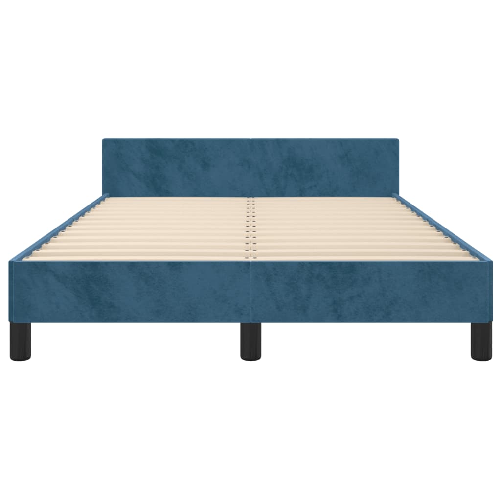 Cadre de lit sans matelas bleu foncé 120x190 cm velours - XIOS