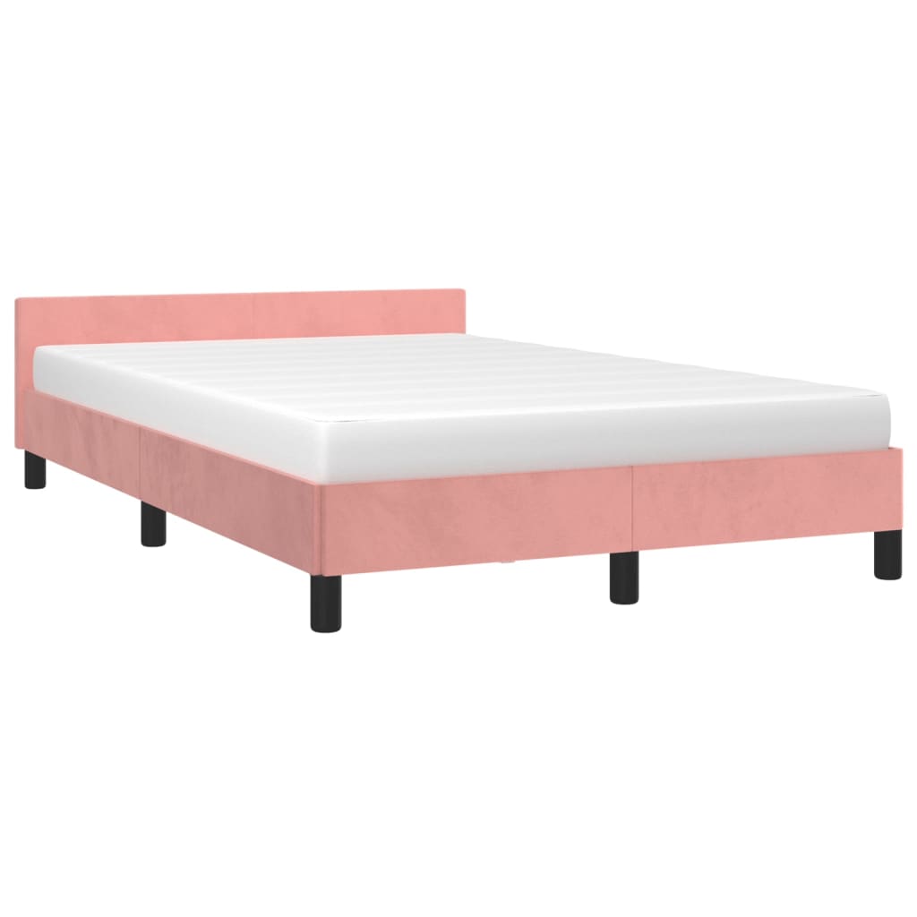 Cadre de lit sans matelas rose 120x190 cm velours - XIOS