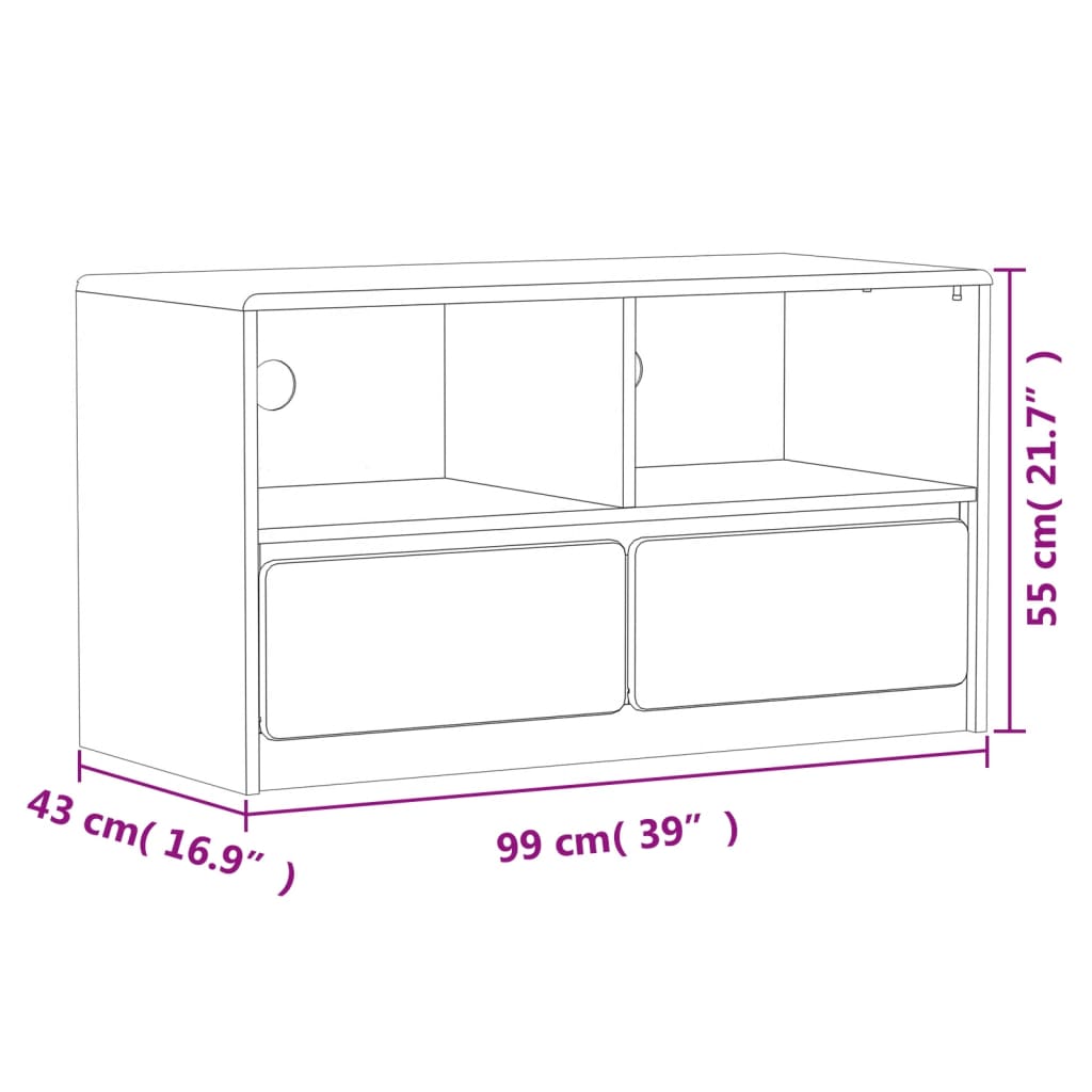 Meuble TV SAUDA chêne 99x43x55 cm bois de pin massif Meubles TV vidaXL   