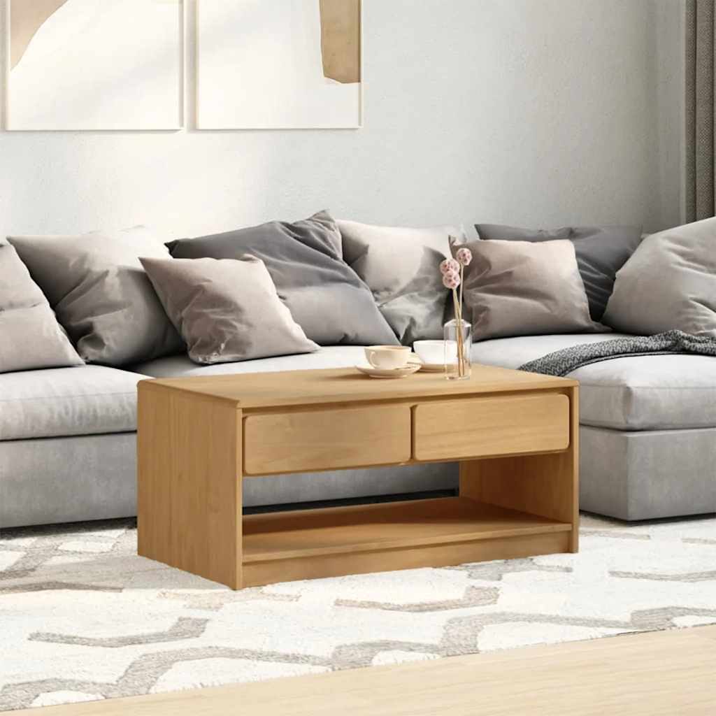 Table basse SAUDA chêne 99x55x45 cm bois de pin massif - XIOS