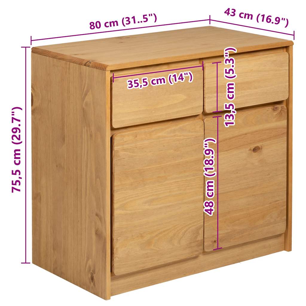 Buffet SAUDA chêne 80x43x75,5 cm bois massif de pin - XIOS