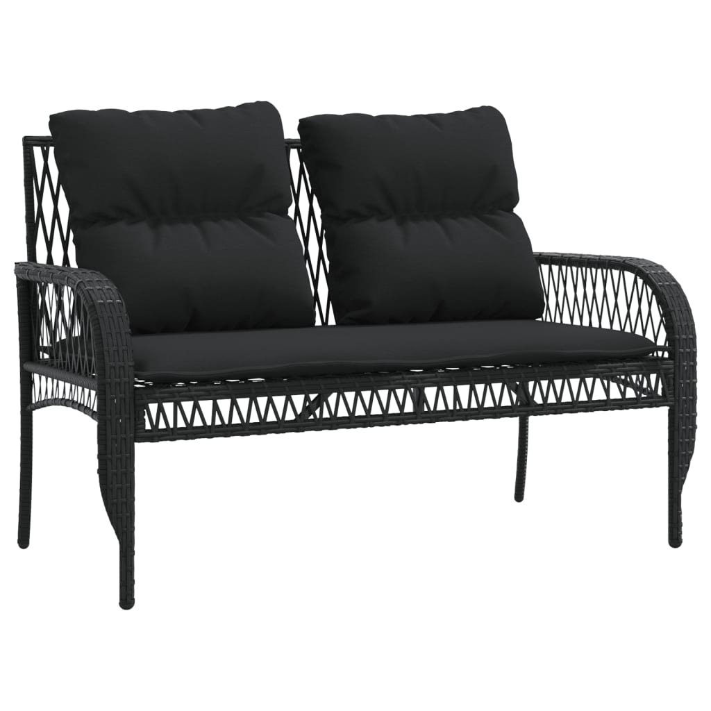Salon de jardin 4 pcs avec coussins noir résine tressée Salons de jardin vidaXL