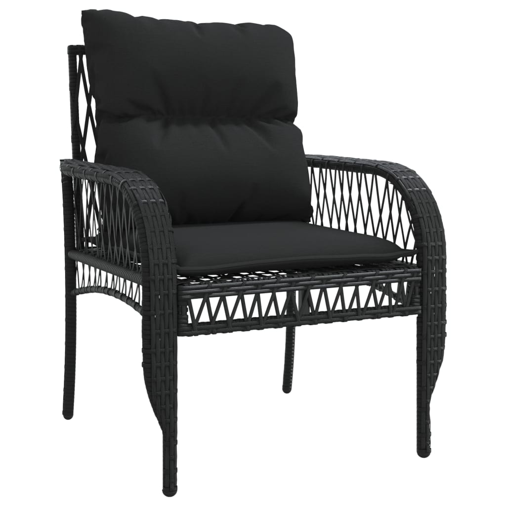 Salon de jardin 4 pcs avec coussins noir résine tressée Salons de jardin vidaXL