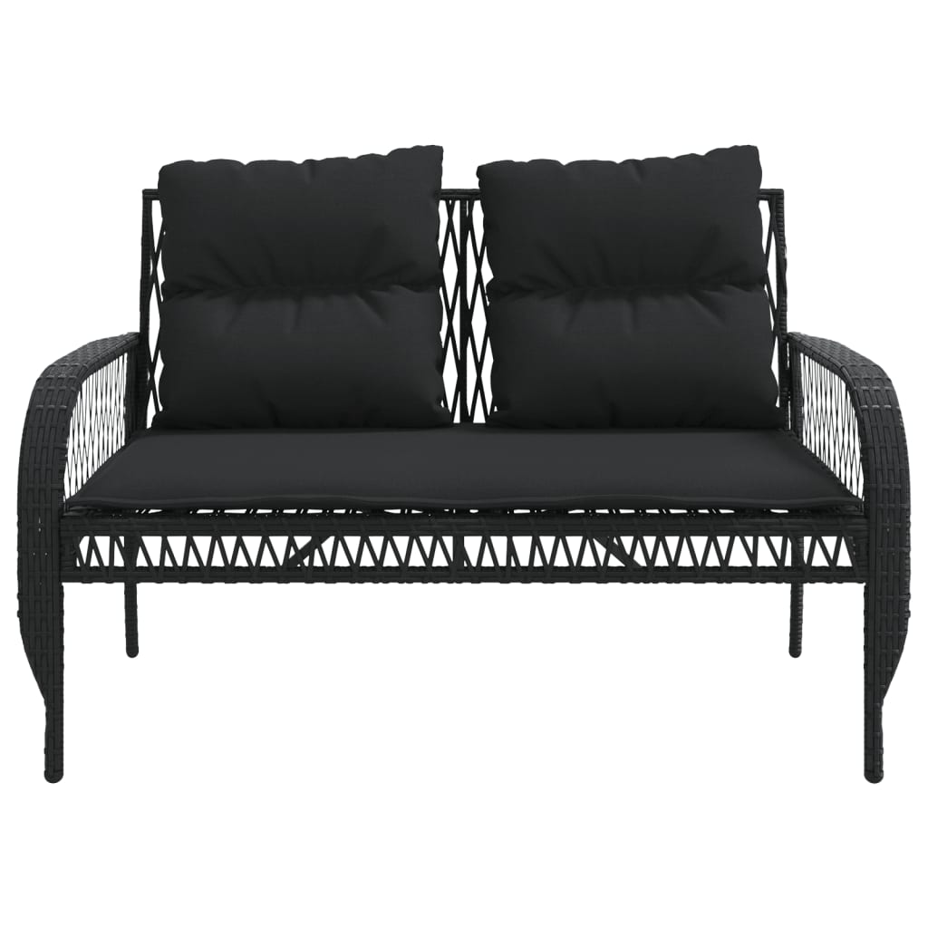 Salon de jardin 4 pcs avec coussins noir résine tressée Salons de jardin vidaXL