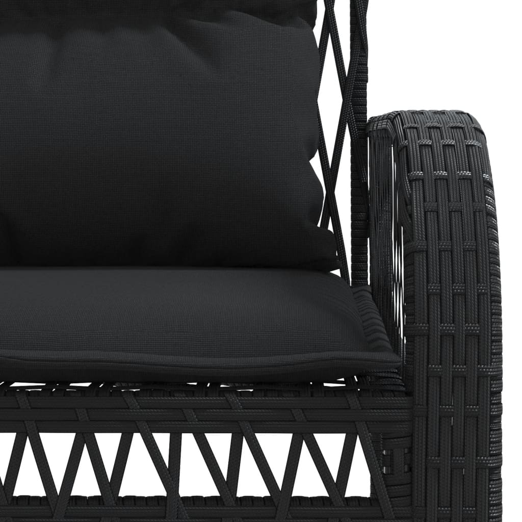 Salon de jardin 4 pcs avec coussins noir résine tressée Salons de jardin vidaXL