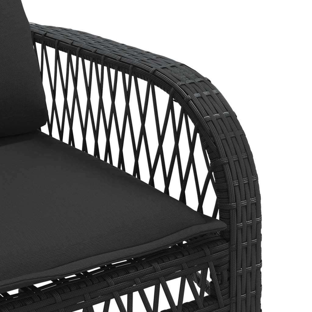 Salon de jardin 4 pcs avec coussins noir résine tressée Salons de jardin vidaXL