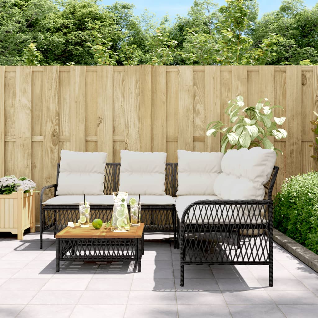 Canapés de jardin 2 pcs avec coussins Noir Résine tressée - XIOS