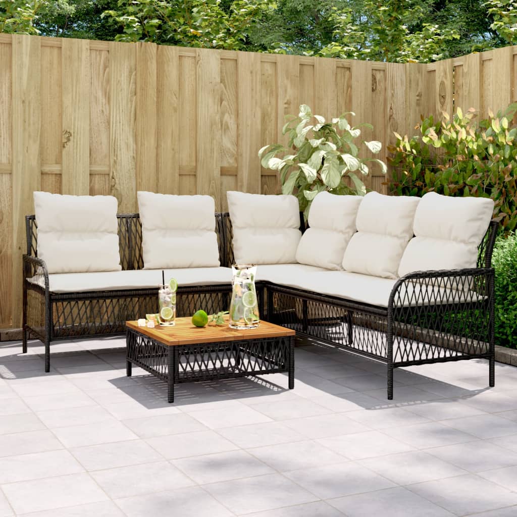 Canapés de jardin 2 pcs avec coussins Noir Résine tressée - XIOS