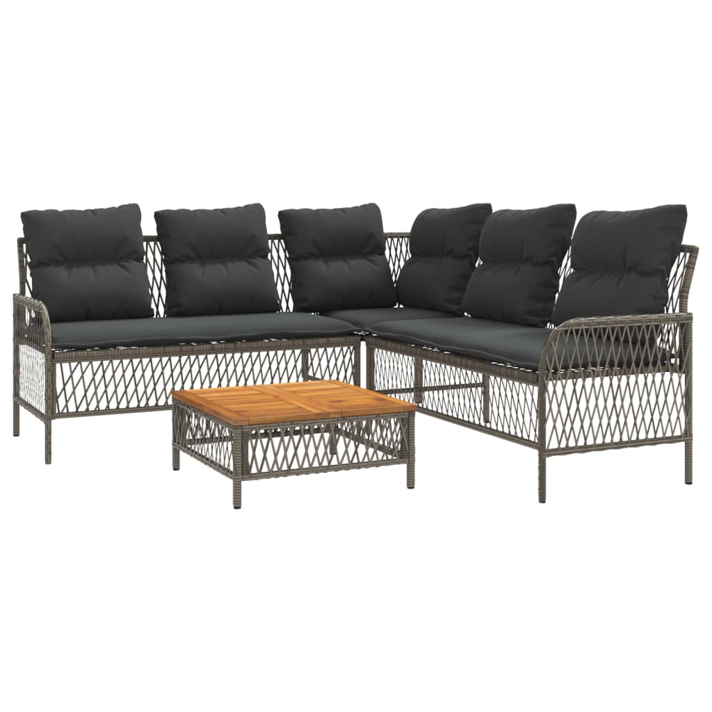 Salon de jardin 2 pcs avec coussins Gris Résine tressée - XIOS