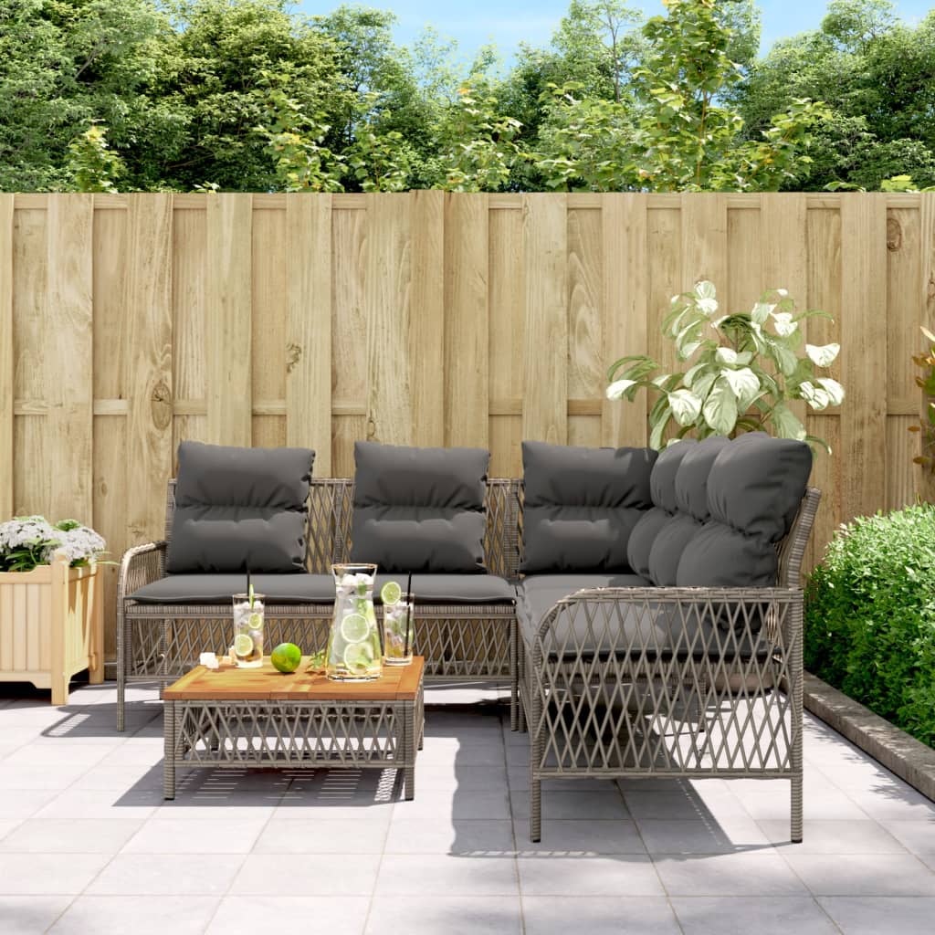 Salon de jardin 2 pcs avec coussins Gris Résine tressée - XIOS