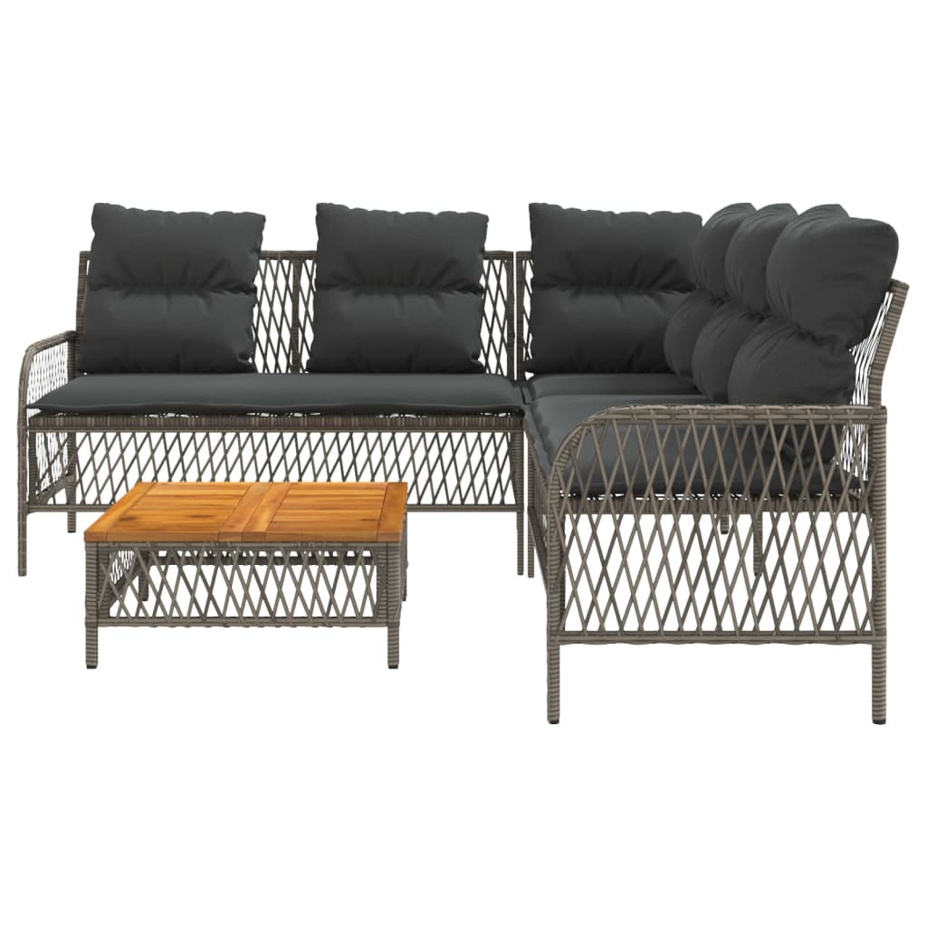 Salon de jardin 2 pcs avec coussins Gris Résine tressée - XIOS