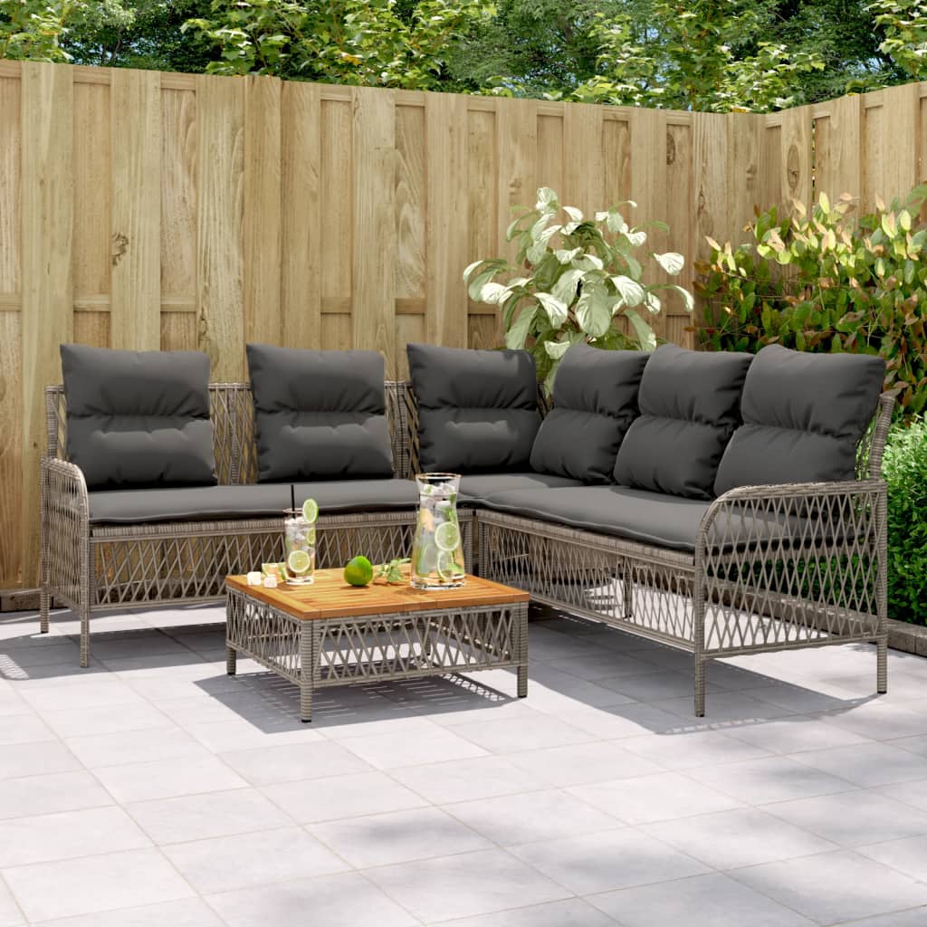 Salon de jardin 2 pcs avec coussins Gris Résine tressée - XIOS