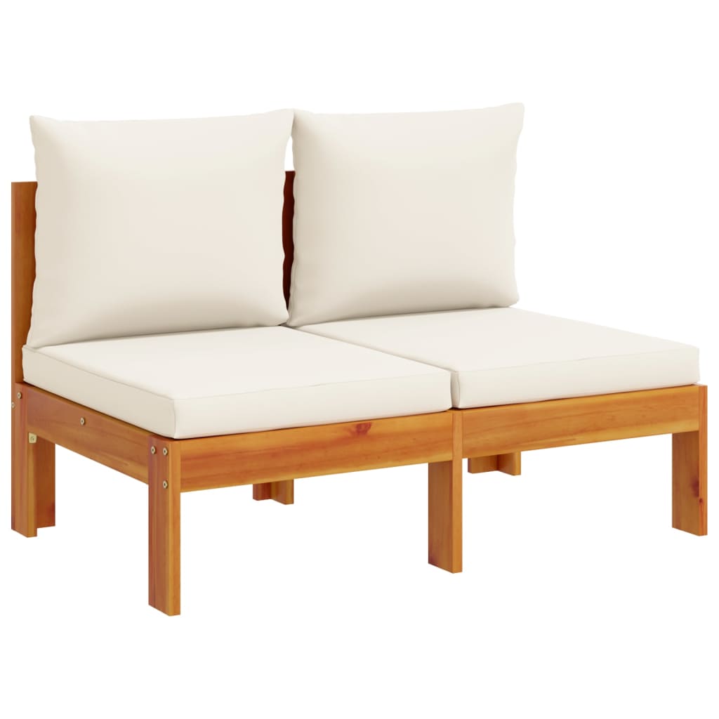 Canapé de jardin sans accoudoirs coussins 2 places bois acacia Éléments pour canapés modulables de jardin vidaXL