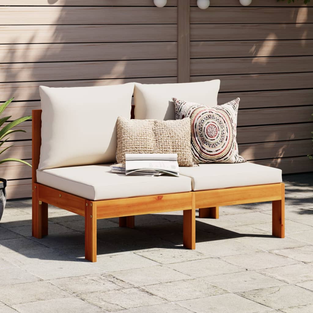 Canapé de jardin sans accoudoirs coussins 2 places bois acacia Éléments pour canapés modulables de jardin vidaXL