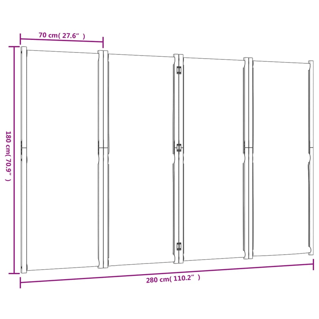 Cloison de séparation 4 panneaux bleu foncé 280x180 cm - XIOS