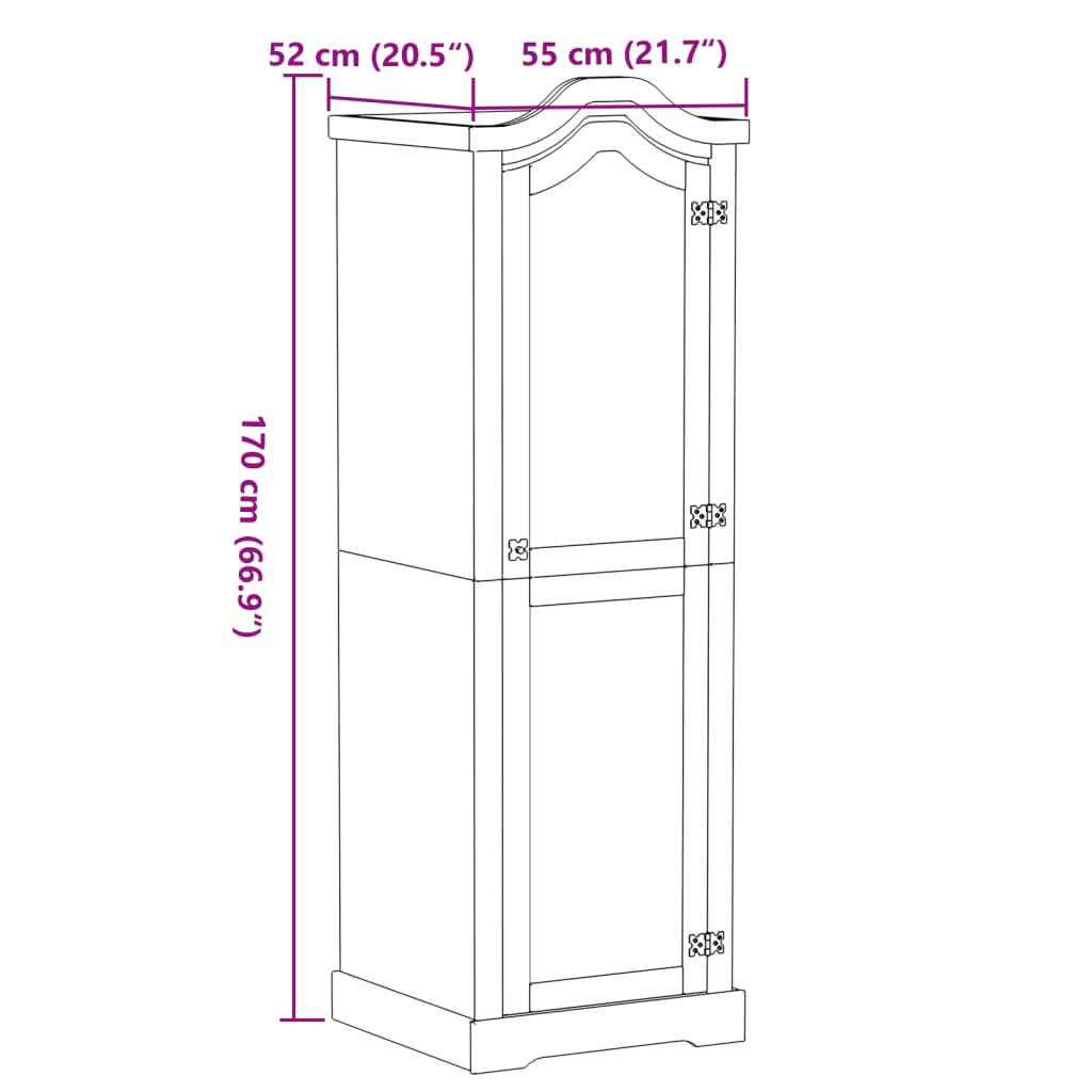 Garde-robe Corona 55x52x170 cm bois de pin massif - XIOS