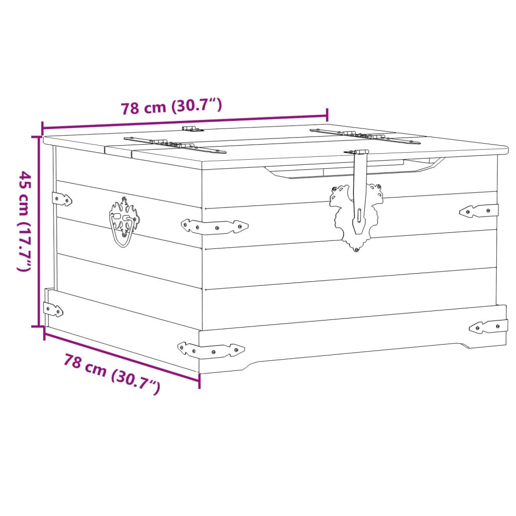 Boîte de rangement Corona 78x78x45 cm bois de pin massif - XIOS