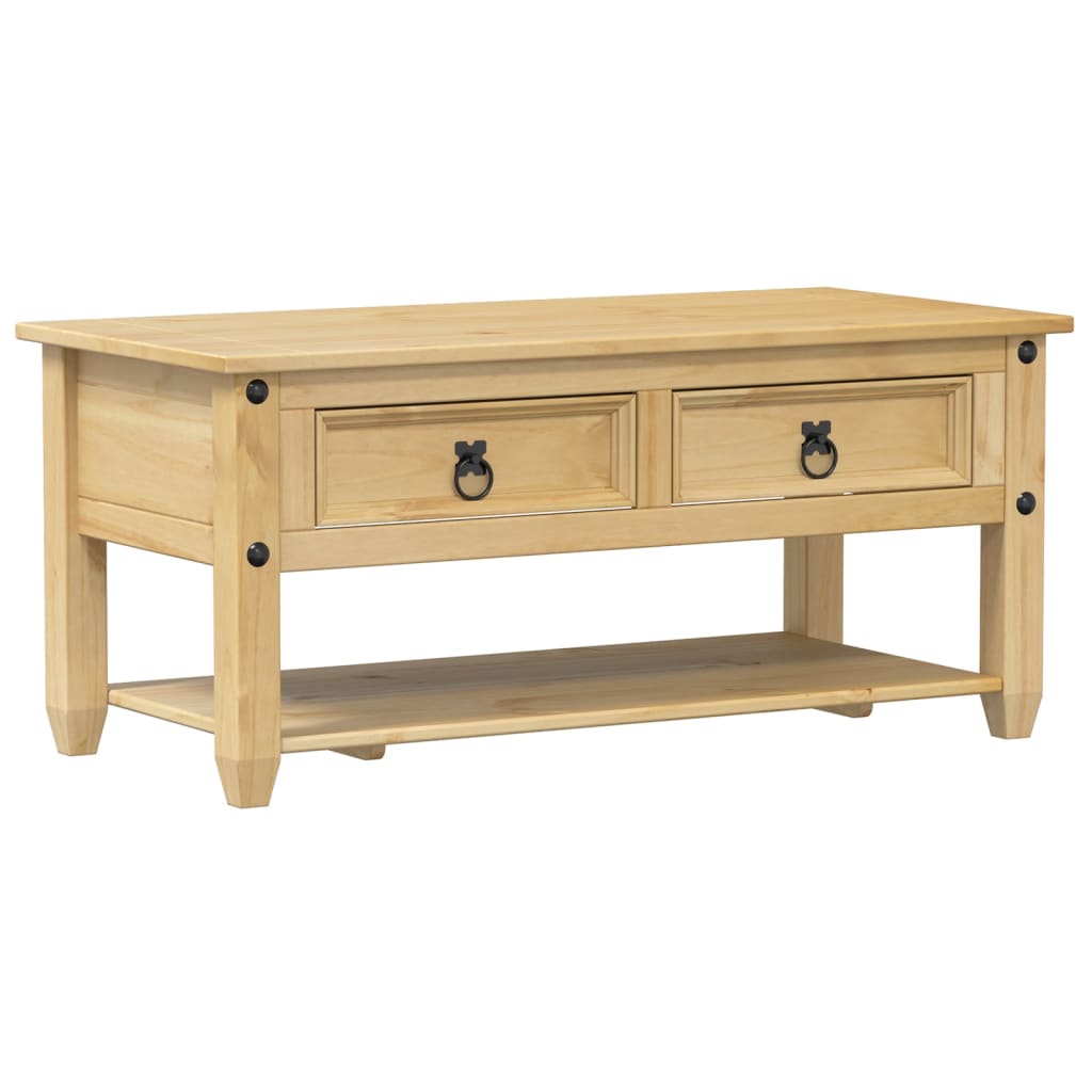 Table basse avec tiroirs Corona 100x48x45 cm bois de pin massif - XIOS