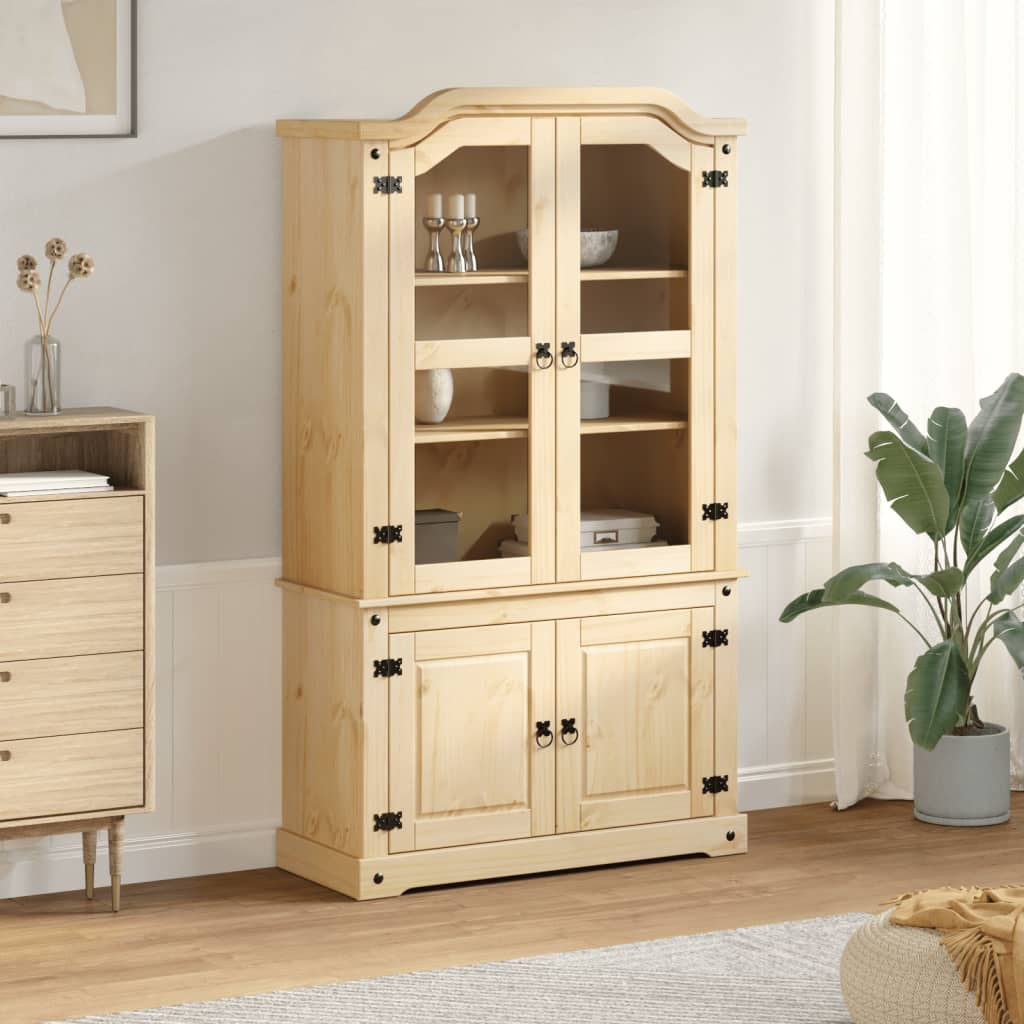 Vitrine en verre Corona 103,5x42x180 cm bois de pin massif - XIOS