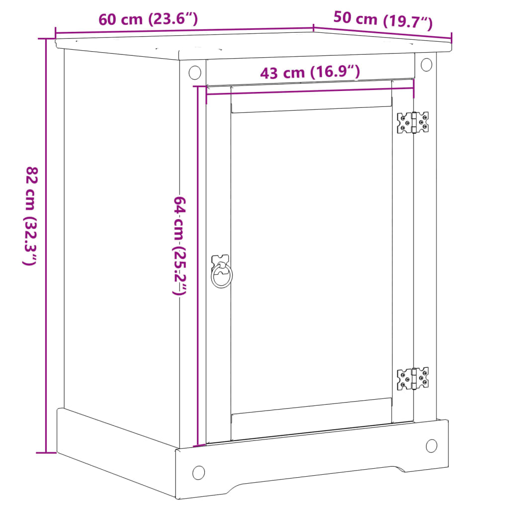 Meuble HiFi Corona 60x50x82 cm bois de pin massif - XIOS