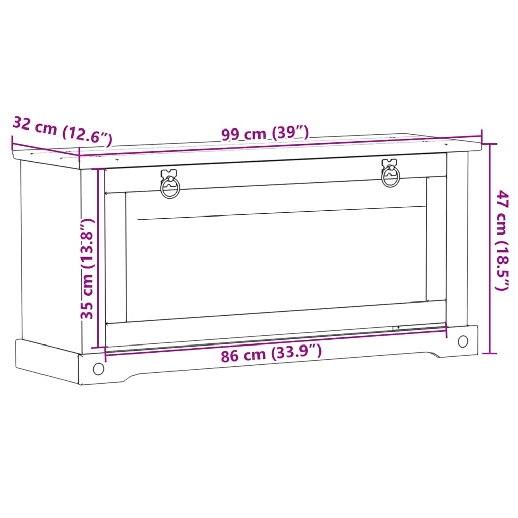 Armoire à chaussures Corona 99x32x47 cm bois de pin massif - XIOS
