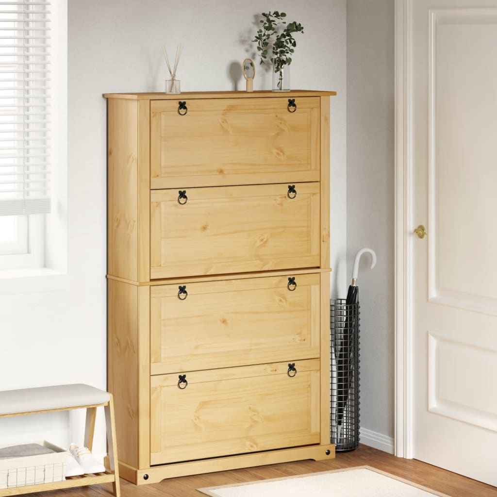Armoire à chaussures Corona 99x32x163,5 cm bois de pin massif - XIOS